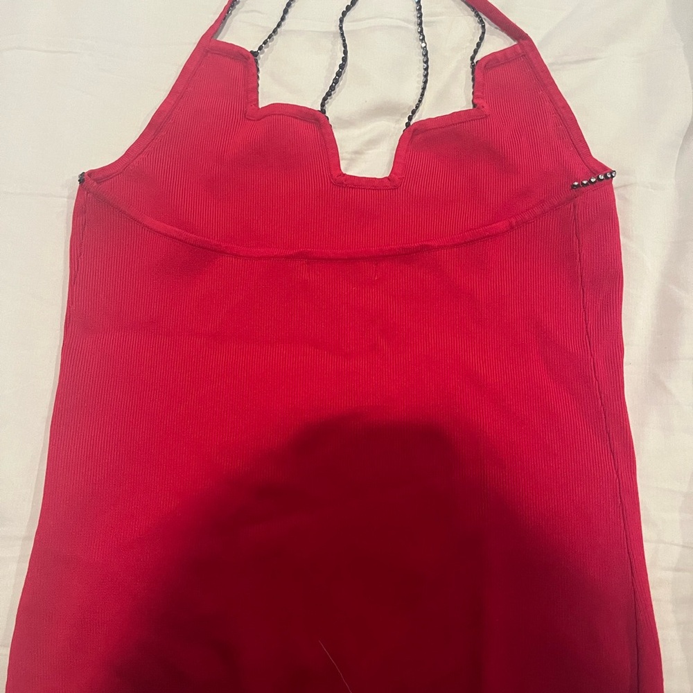 Beautiful Red Open Back With Beaded - image 3